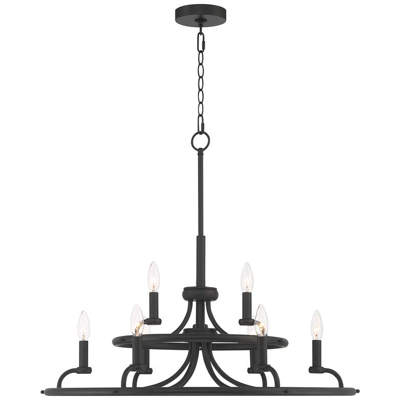 Image 7 Franklin Iron Works Shane 30 inch Black Two-Tier 9-Light Ring Chandelier more views