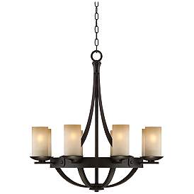 Image3 of Franklin Iron Works Sperry 28" Bronze Bowl and Scavo Glass Chandelier
