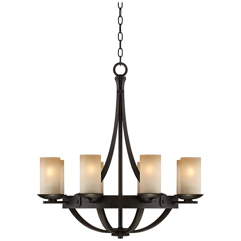 Image 3 Franklin Iron Works Sperry 28 inch Bronze Bowl and Scavo Glass Chandelier