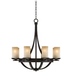 Franklin Iron Works Sperry 28&quot; Bronze Bowl and Scavo Glass Chandelier