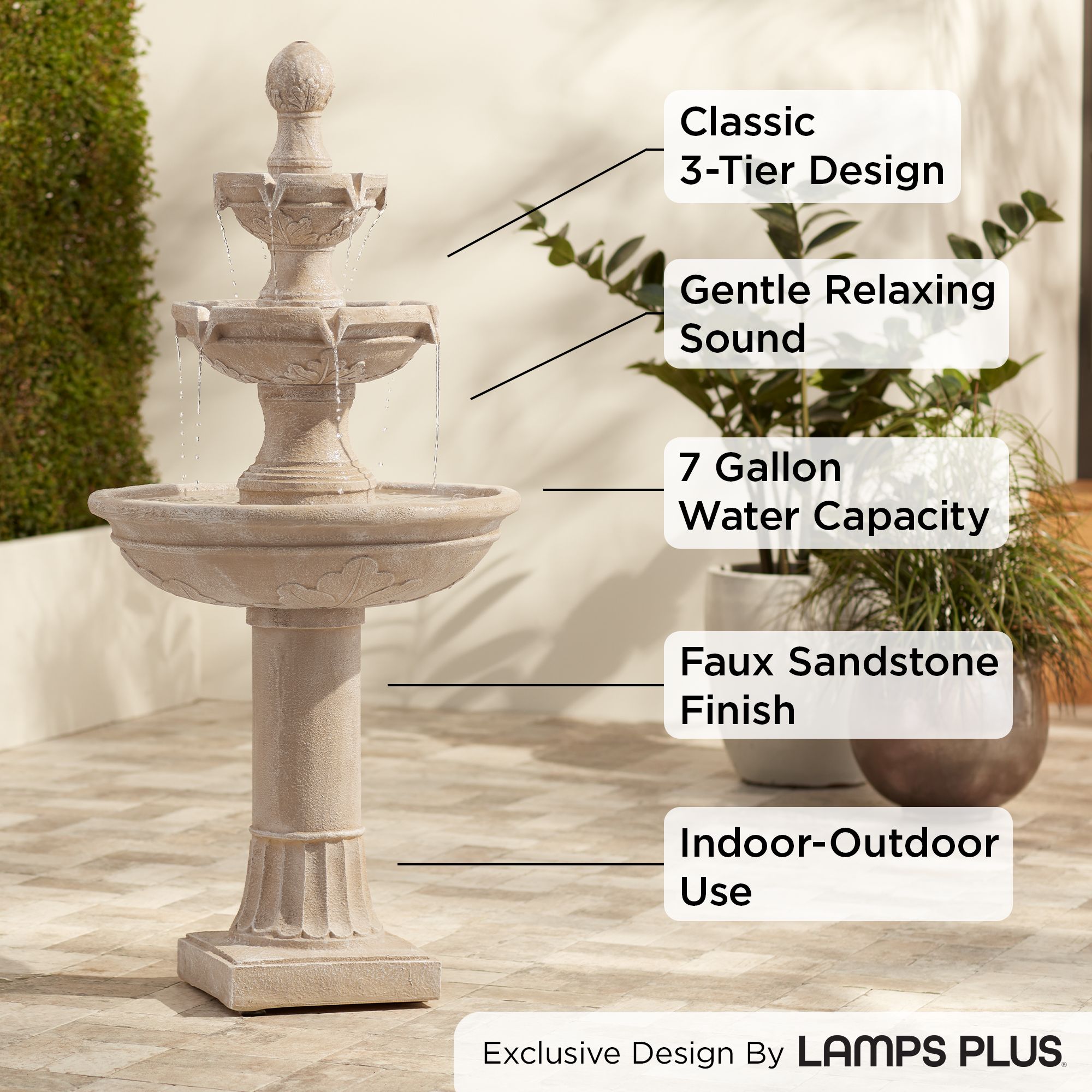 Image 4 Franklin Iron Works Stafford 48" Three Tier Trad. Garden Fountain more views