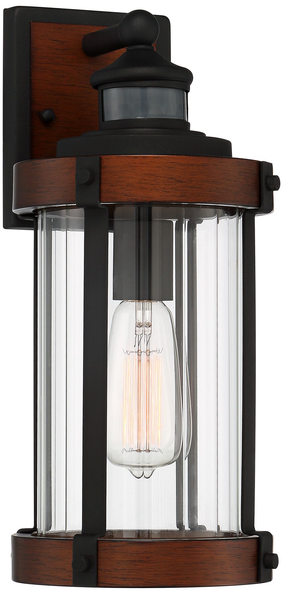 Franklin Iron Works Stan 15 1/2" Black Motion Sensor Outdoor Wall Lt