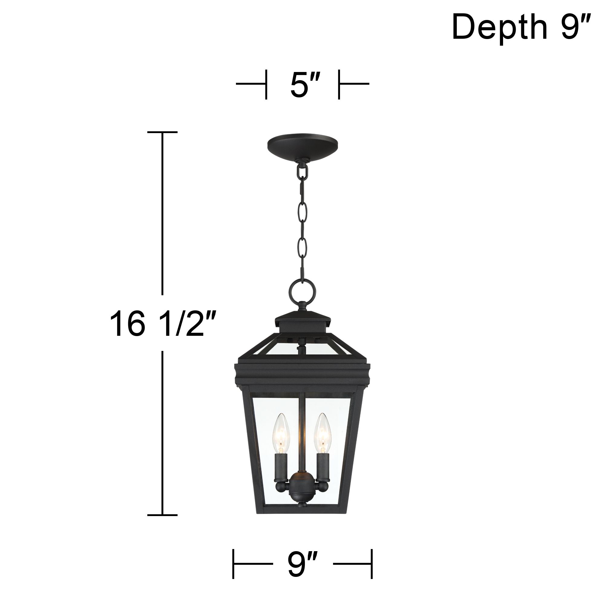 Franklin Iron Works Stratton Street 16 1/2" Black Outdoor Hanging Lt