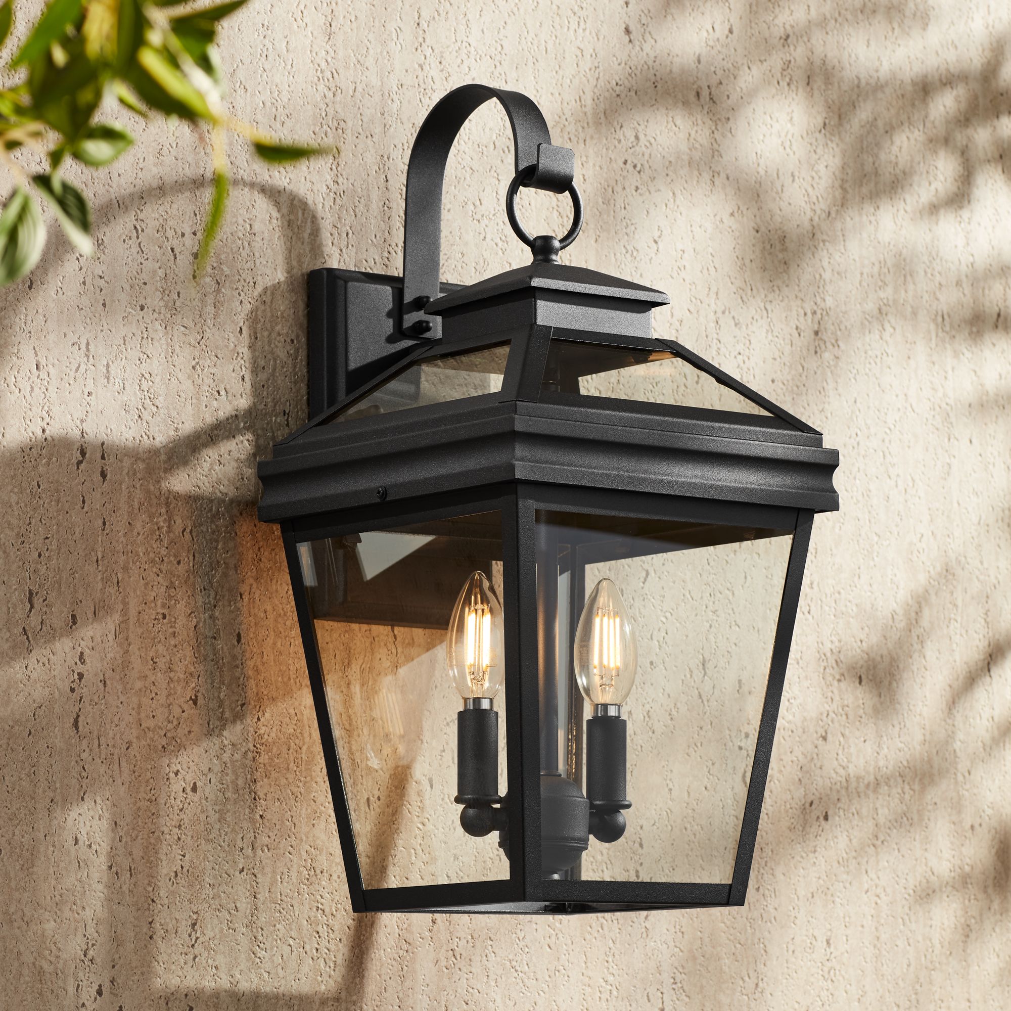 Franklin Iron Works Stratton Street 16 1/2"H Black Outdoor Wall Light in scene