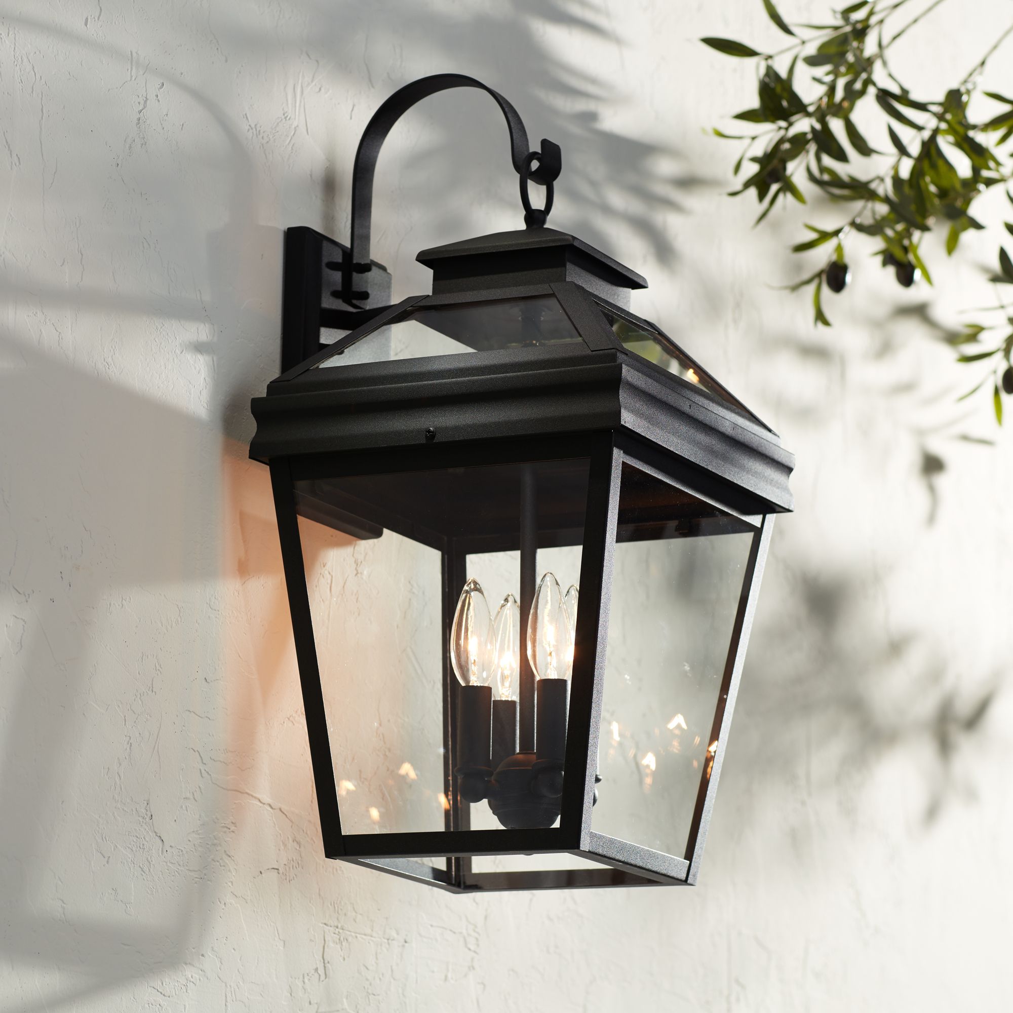 Franklin Iron Works Stratton Street 22" Black Outdoor Lantern Wall Lt in scene