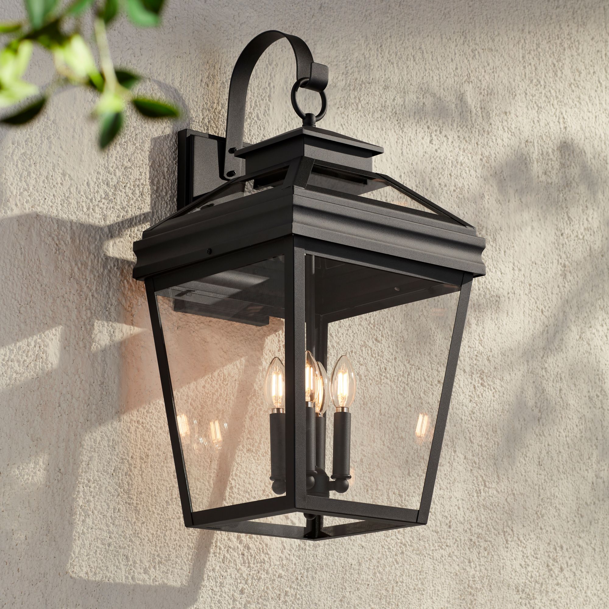 Franklin Iron Works Stratton Street 27" Black Outdoor Lantern Wall Lt