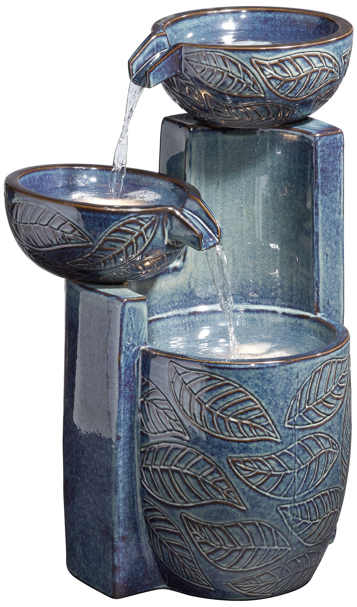 Image 2 Franklin Iron Works Summer Leaves 26" Ceramic Fountain with LED Lights