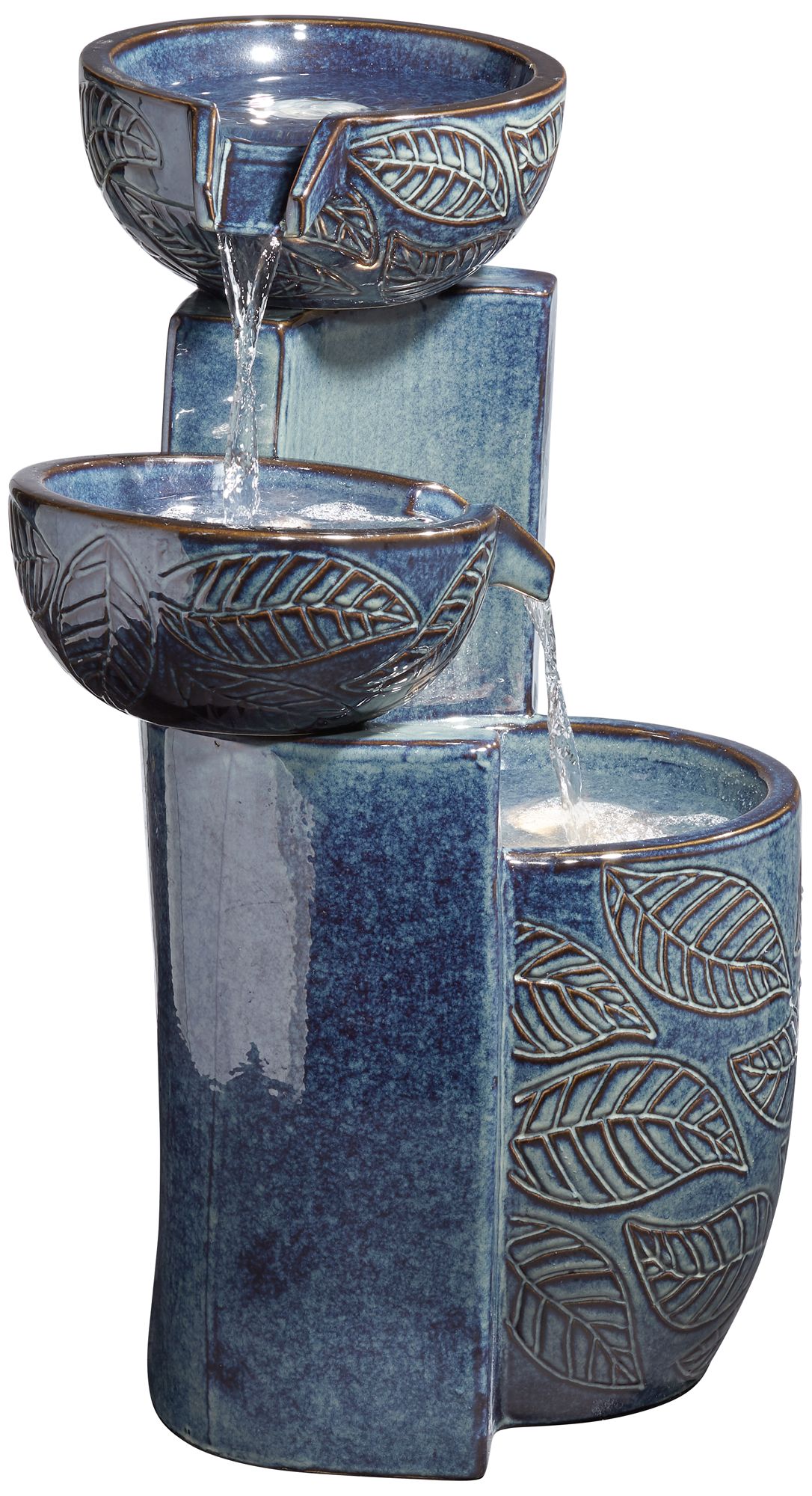Image 6 Franklin Iron Works Summer Leaves 26" Ceramic Fountain with LED Lights more views
