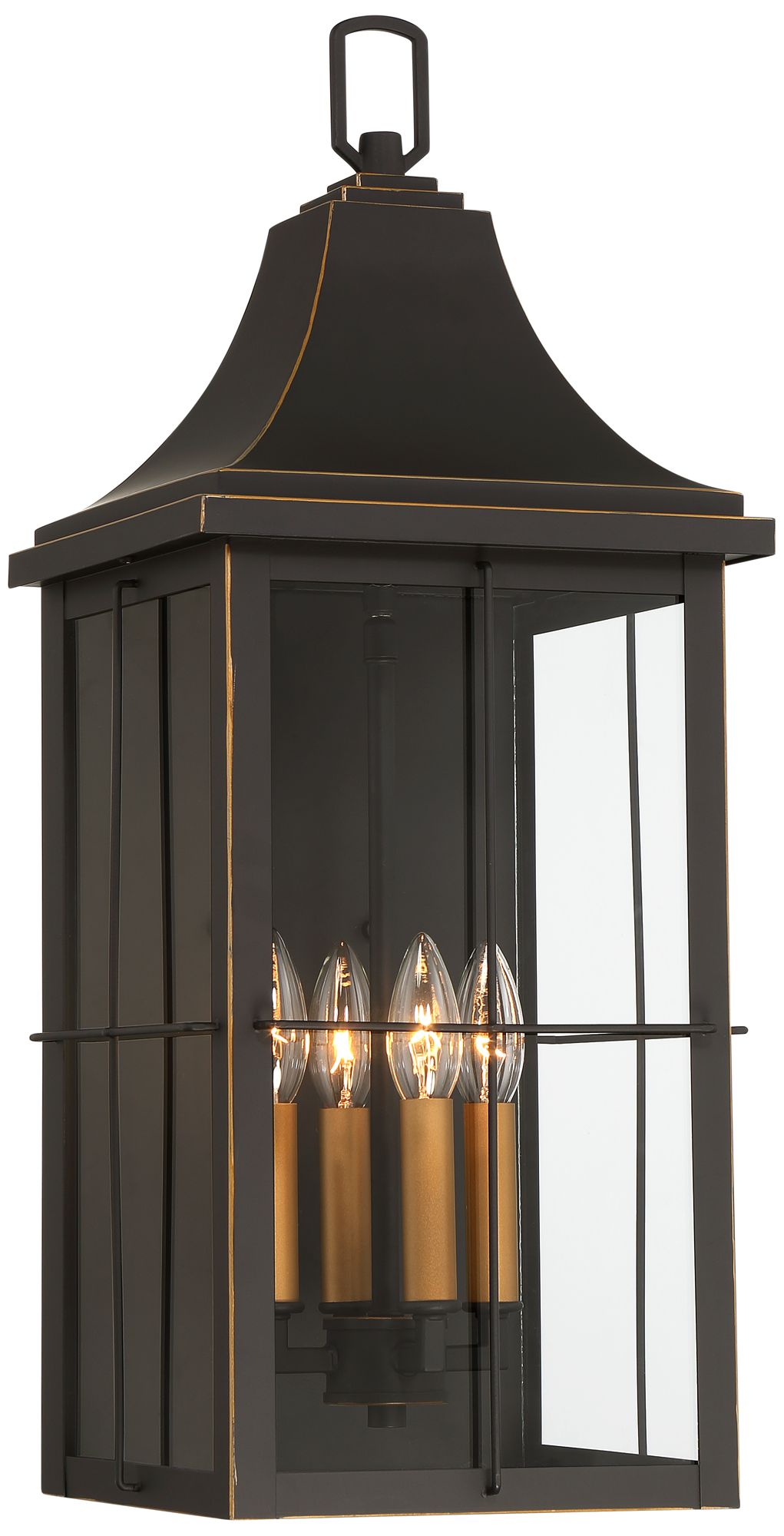 Image 2 Franklin Iron Works Sunderland 24 3/4" Black/Gold Outdoor Wall Lantern