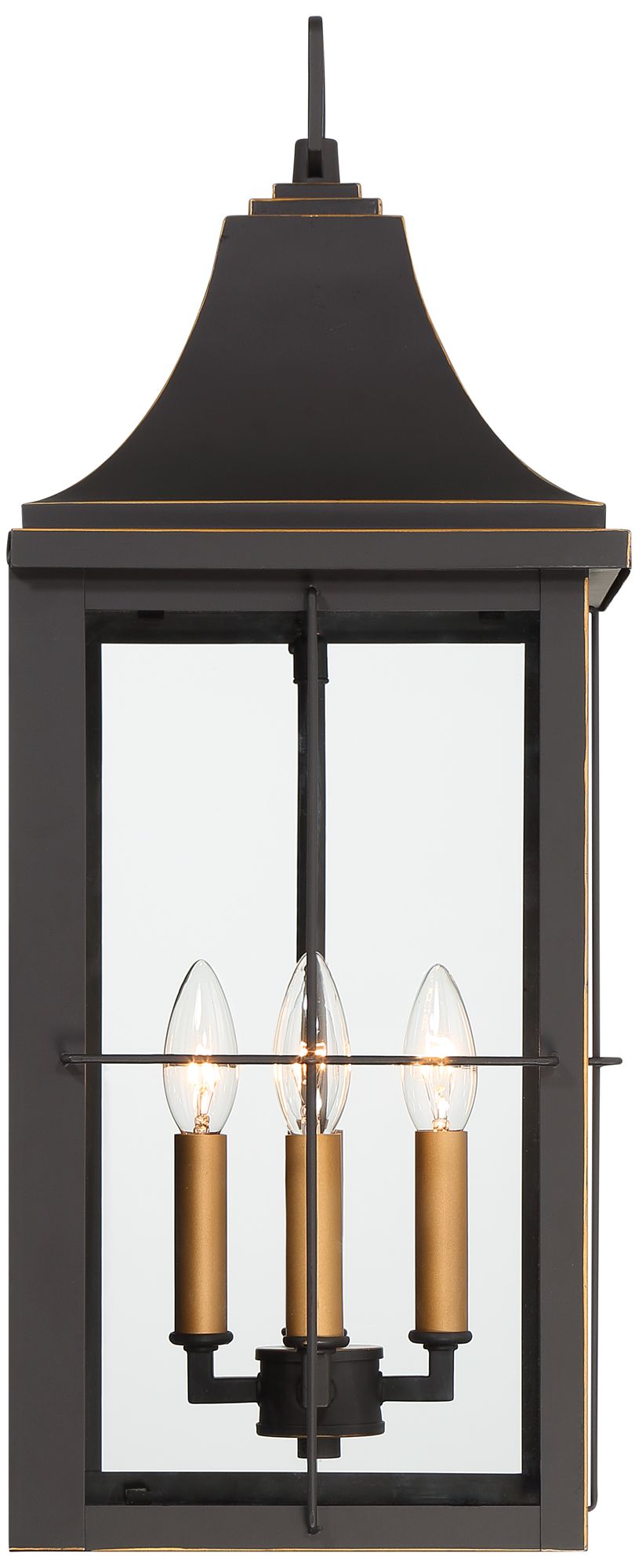 Franklin Iron Works Sunderland 24 3/4" Black/Gold Outdoor Wall Lantern