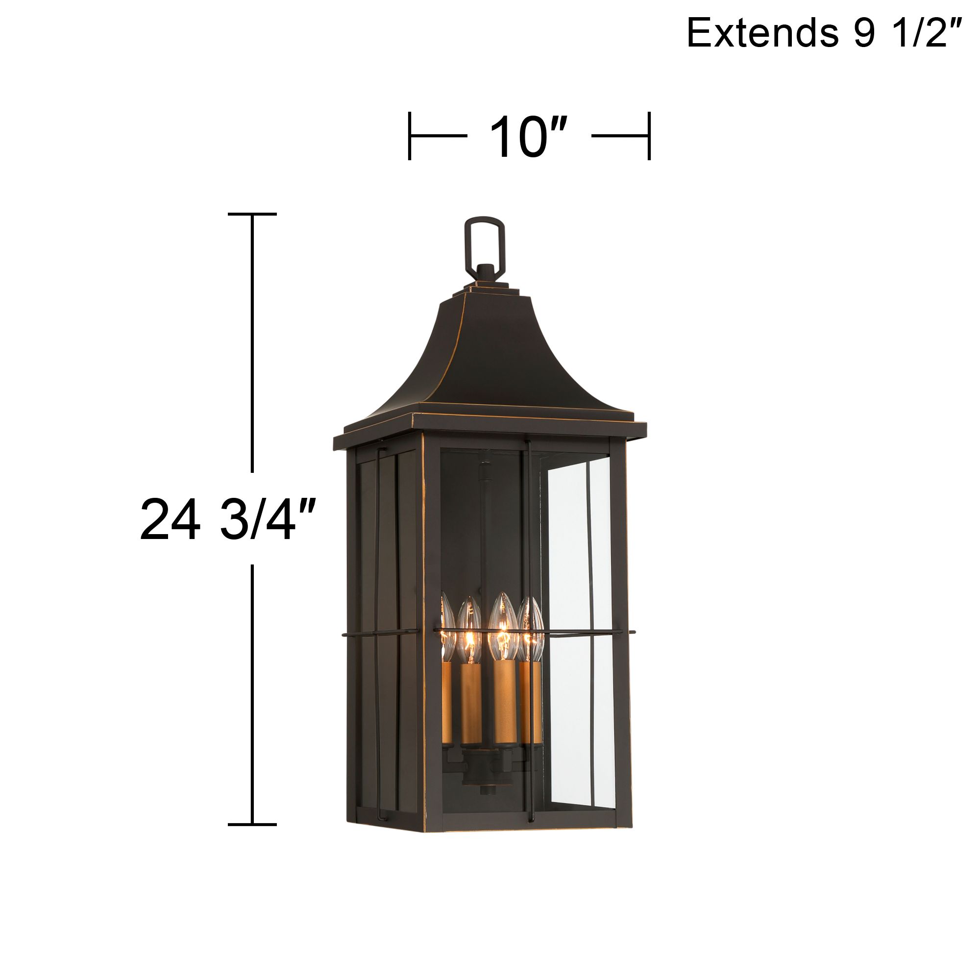 Franklin Iron Works Sunderland 24 3/4" Black/Gold Outdoor Wall Lantern