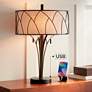 Franklin Iron Works Sydney 26" Linen and Bronze USB Table Lamp