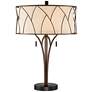 Franklin Iron Works Sydney 26" Linen and Bronze USB Table Lamp