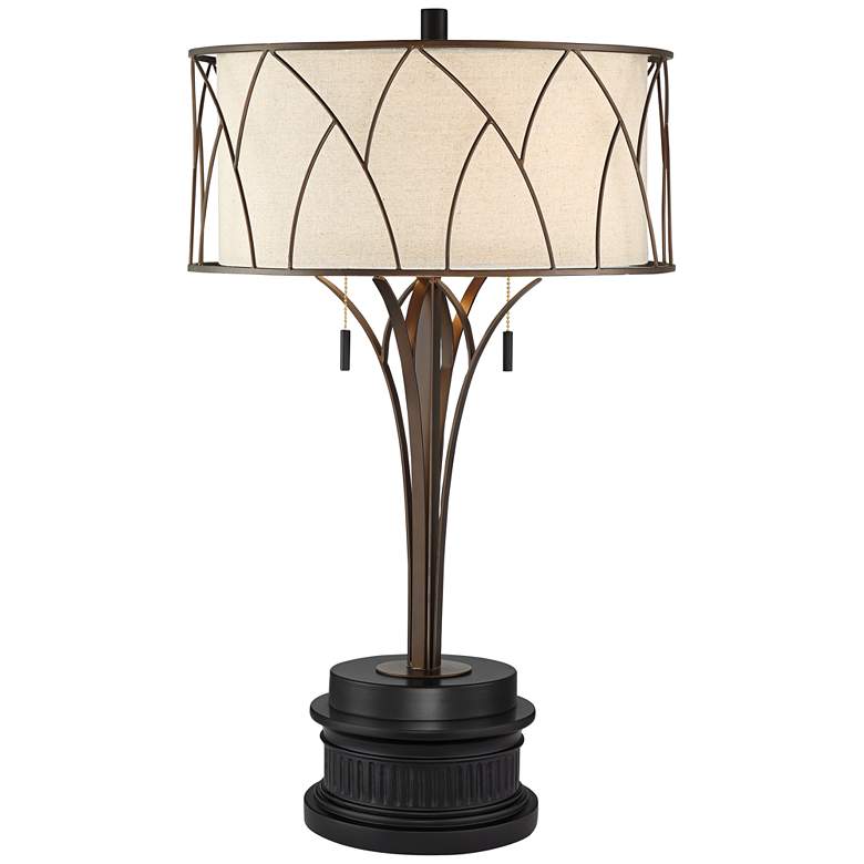 Image 1 Franklin Iron Works Sydney 30 1/4" USB Table Lamp with Black Riser