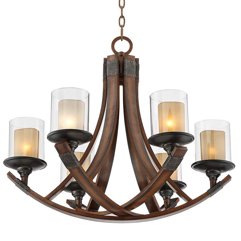 Image 7 Franklin Iron Works Tafford 27 1/2" Amber Glass 6-Light Chandelier more views