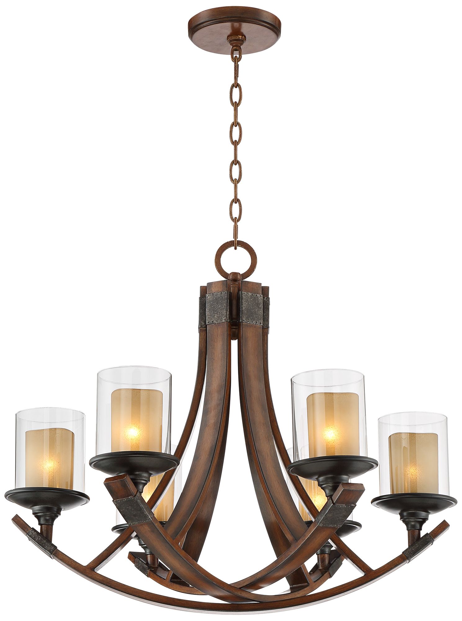 Franklin Iron Works Tafford 27 1/2" Amber Glass 6-Light Chandelier in scene