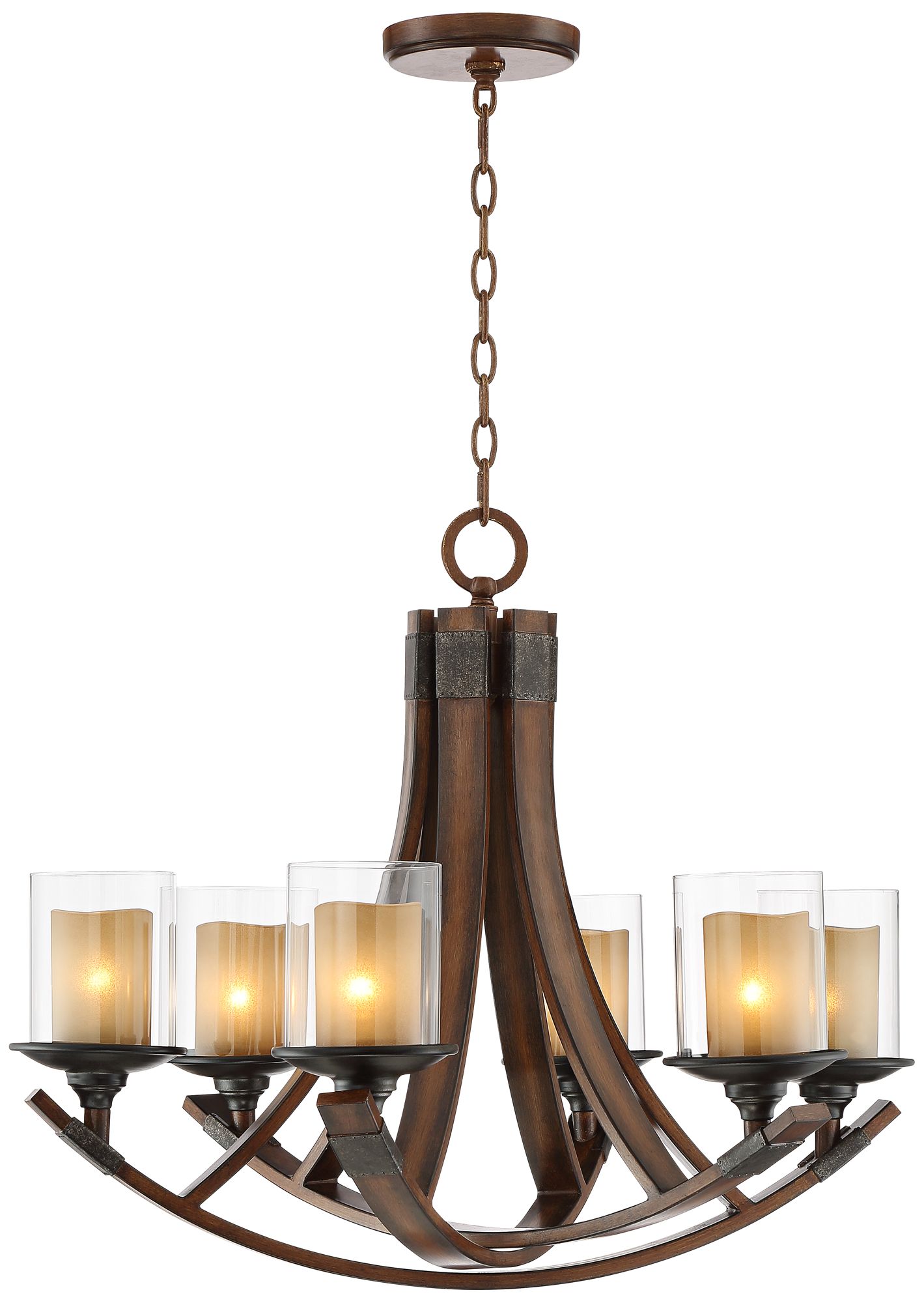 Franklin Iron Works Tafford 27 1/2" Amber Glass 6-Light Chandelier in scene