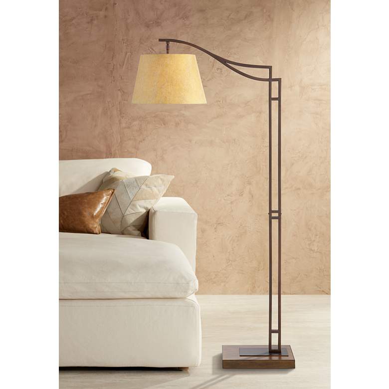 Image 1 Franklin Iron Works Tahoe 60" Bronze Downbridge Arc Floor Lamp