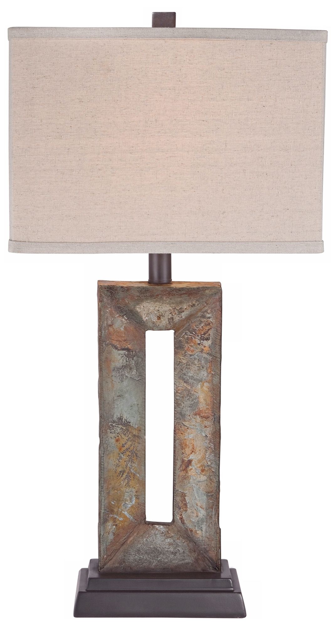 Image 6 Franklin Iron Works Tahoe Rectangular Faux Slate Table Lamp with Dimmer more views