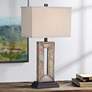 Franklin Iron Works Tahoe Rectangular Slate Table Lamp with Dimmer