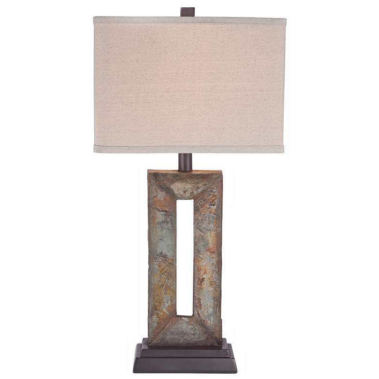 Image 6 Franklin Iron Works Tahoe Rectangular Slate Table Lamp with Dimmer more views