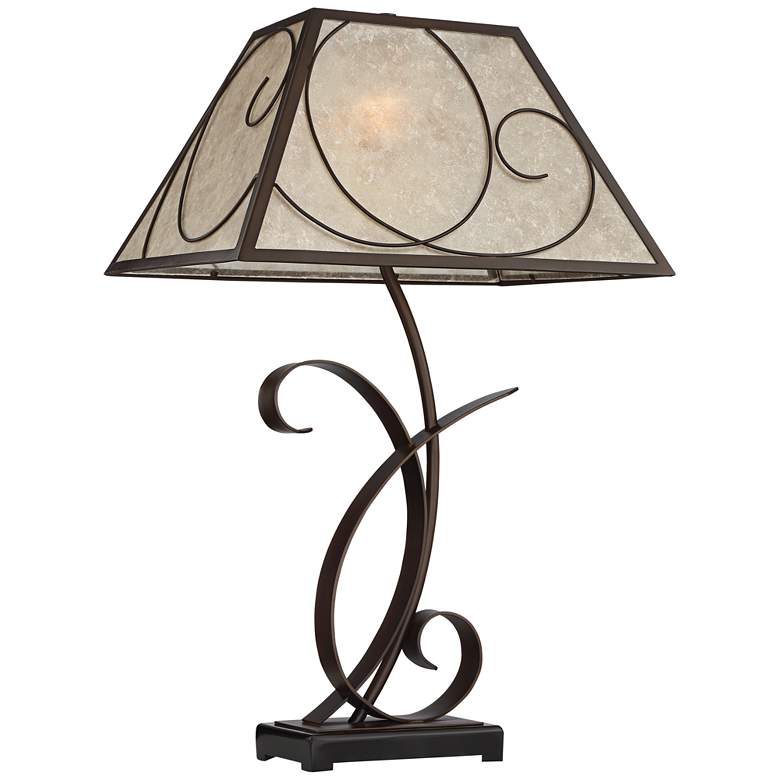 Image 7 Franklin Iron Works Teri 27 inch Bronze Scroll Mica Shade Table Lamp more views