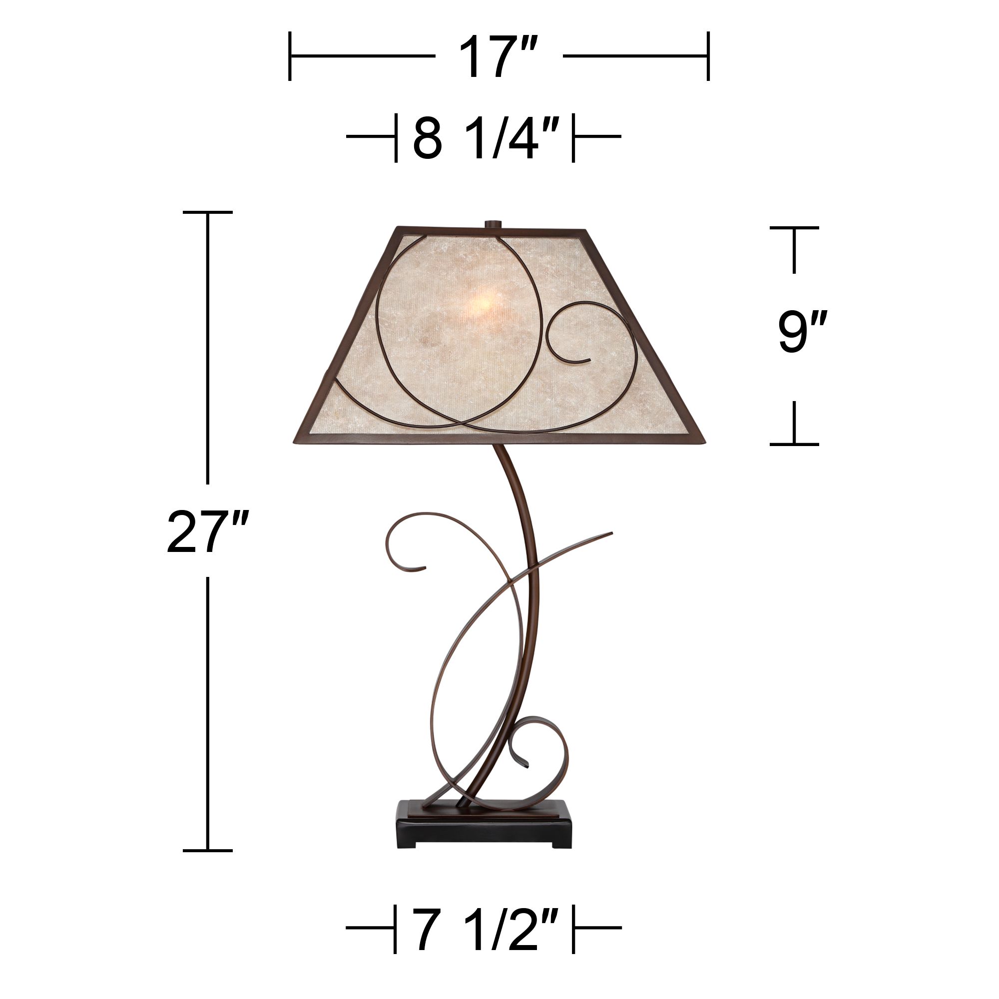Franklin Iron Works Teri 27" Bronze Scroll Mica Shade Table Lamp