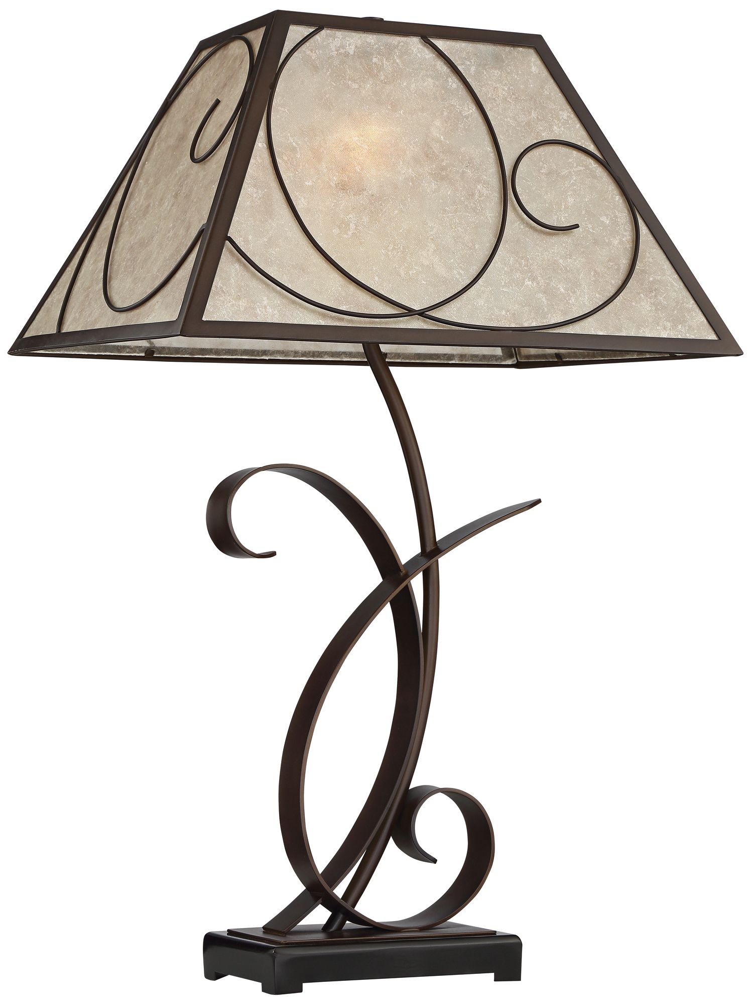 Franklin Iron Works Teri 27" Mica Shade Table Lamp with USB Dimmer
