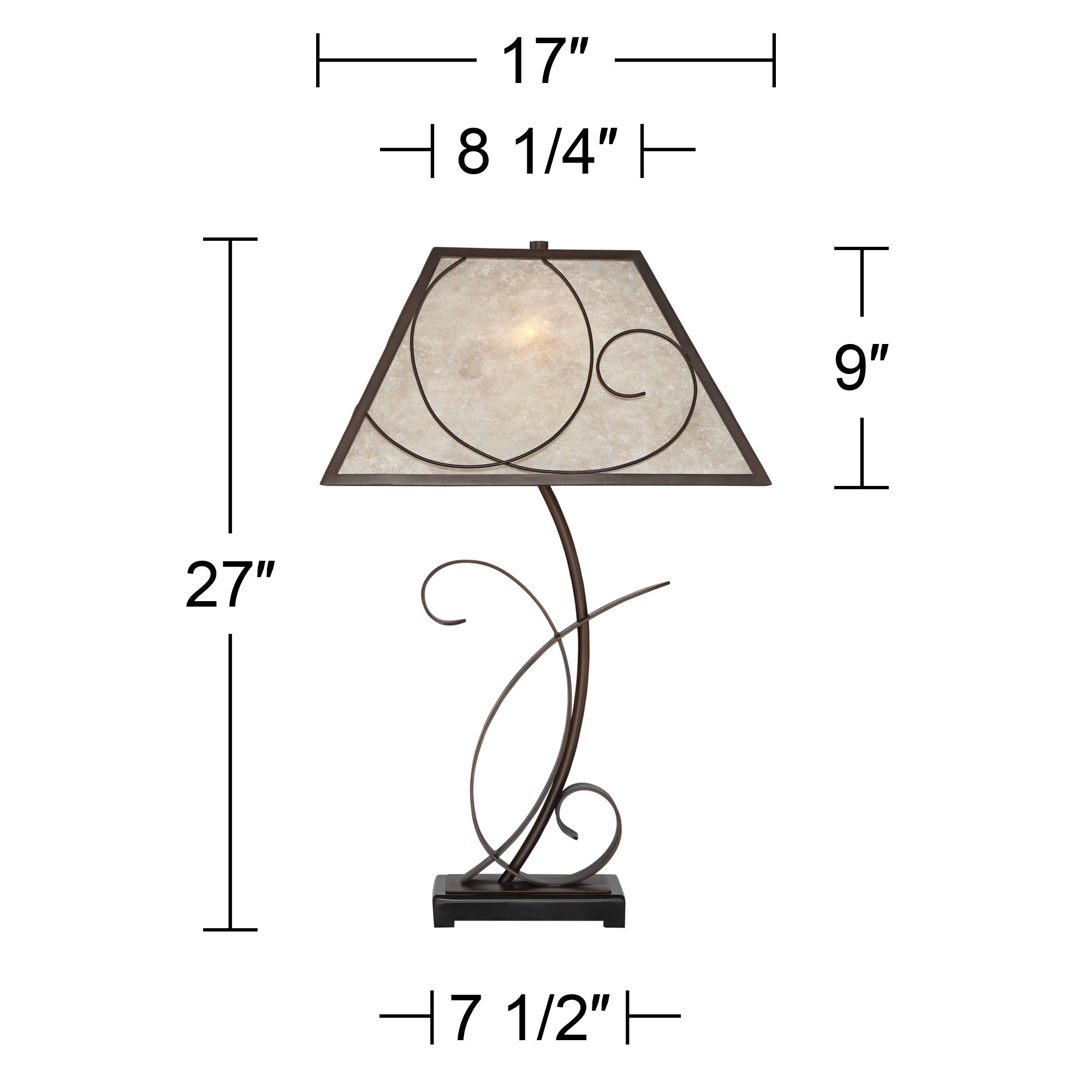 Franklin Iron Works Teri 27" Mica Shade Table Lamp with USB Dimmer
