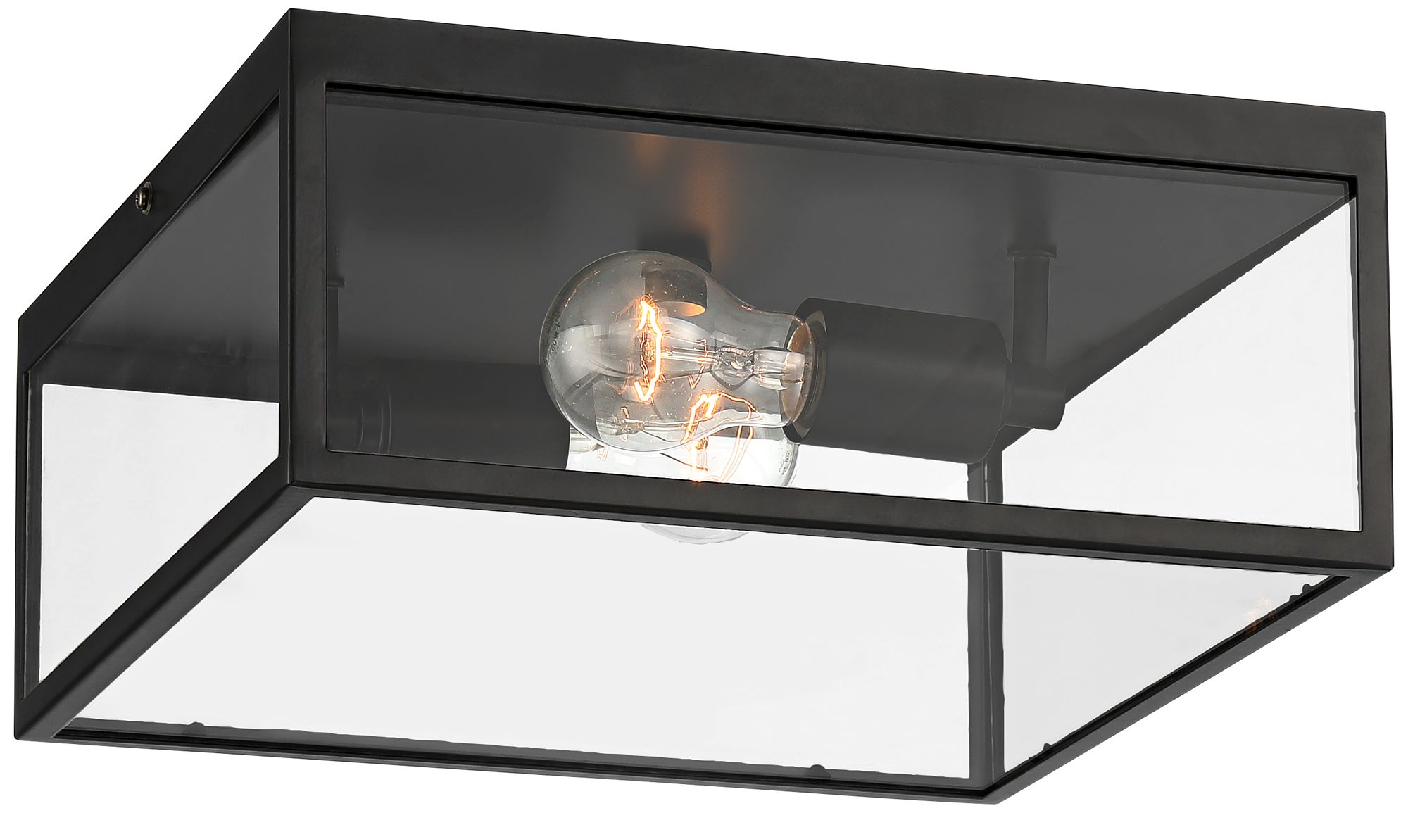 Image 2 Franklin Iron Works Titan 12" Matte Black Square Outdoor Ceiling Light