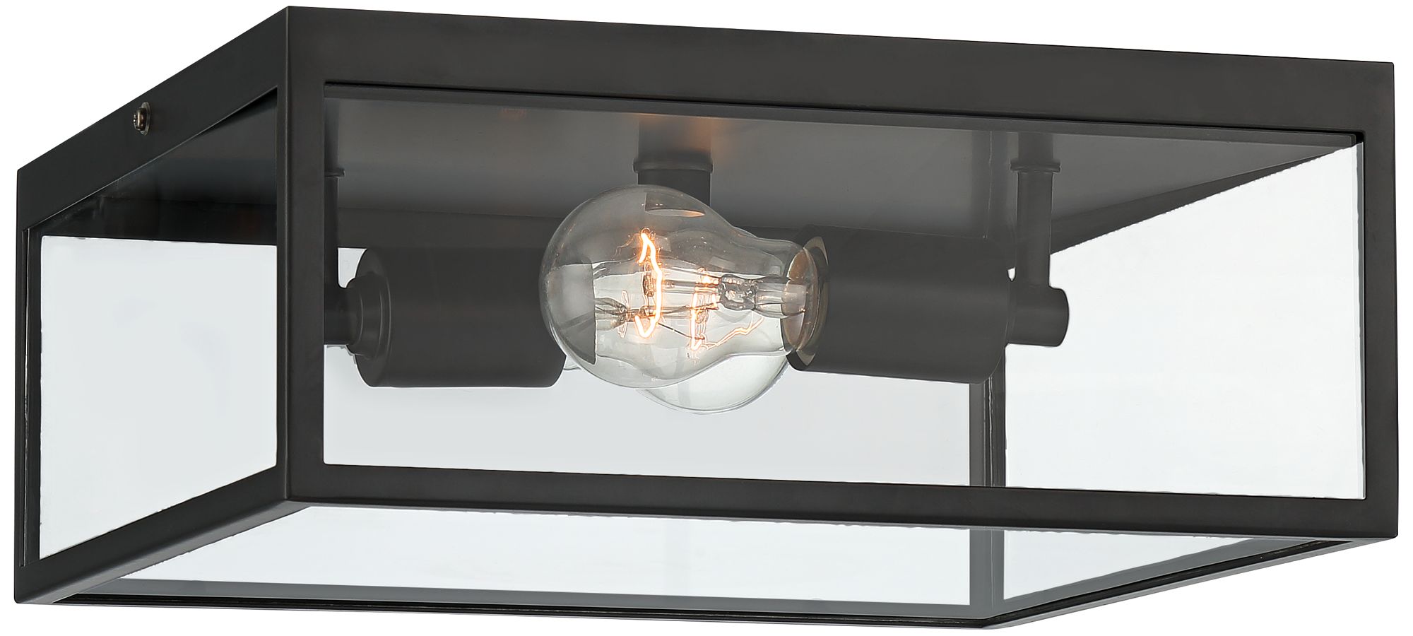 Image 4 Franklin Iron Works Titan 12" Matte Black Square Outdoor Ceiling Light more views