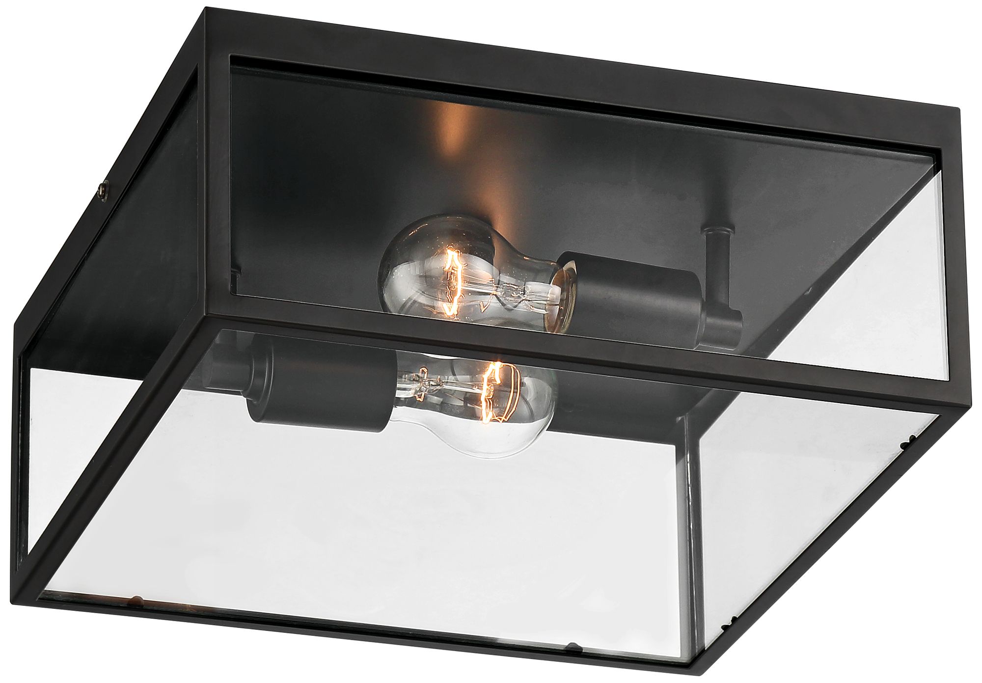 Image 6 Franklin Iron Works Titan 12" Matte Black Square Outdoor Ceiling Light more views