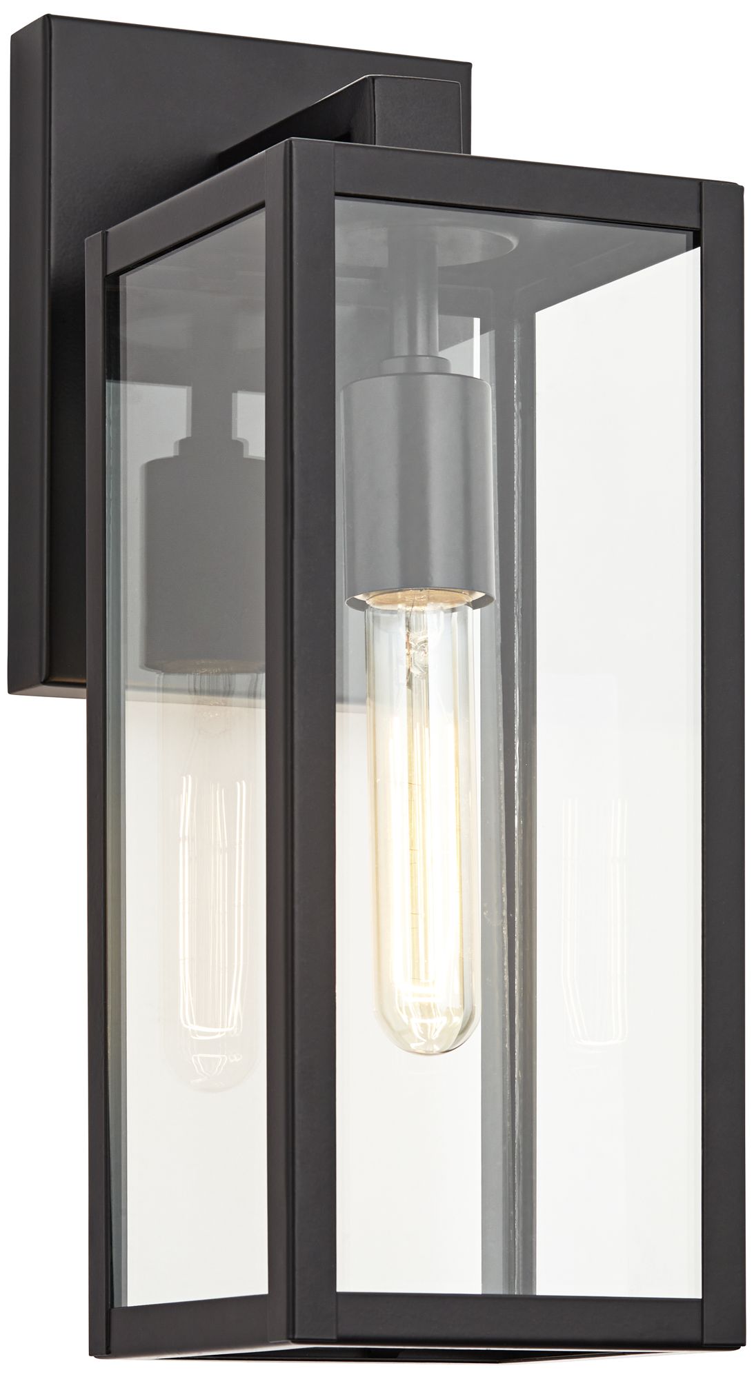 Franklin Iron Works Titan 14 1/4" Clear Glass/Black Outdoor Wall Light