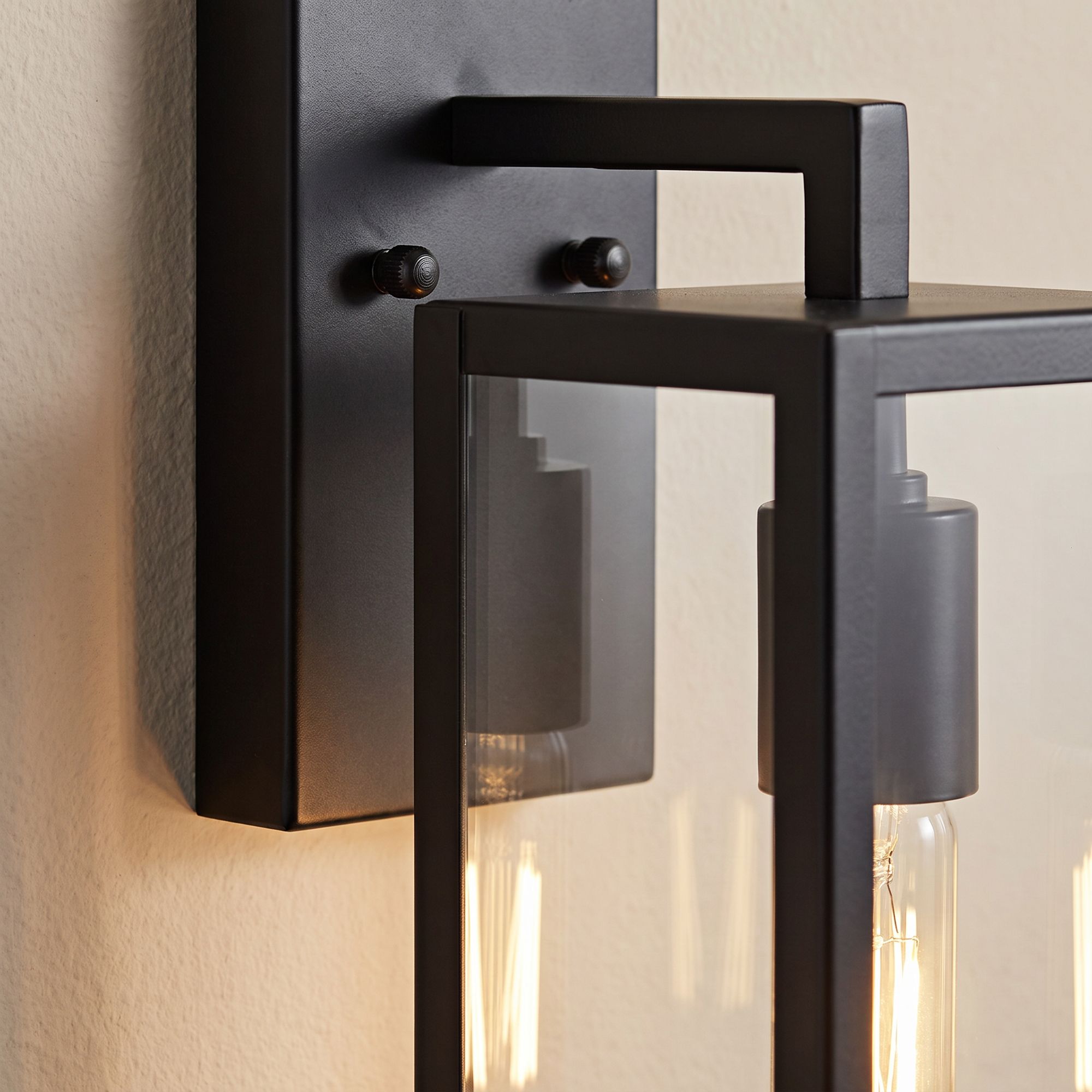 Image 4 Franklin Iron Works Titan 14 1/4" Clear Glass/Black Outdoor Wall Light more views