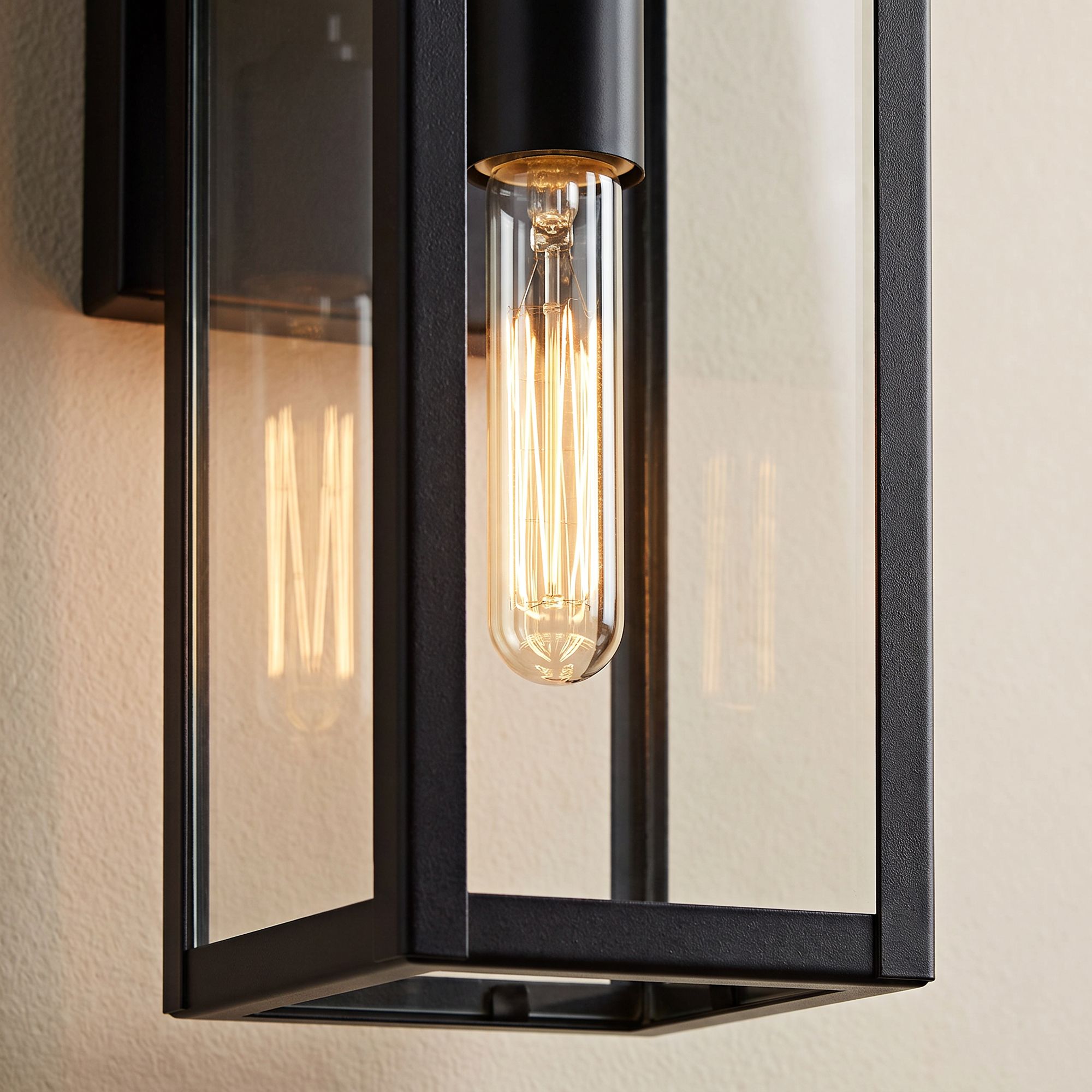 Image 5 Franklin Iron Works Titan 14 1/4" Clear Glass/Black Outdoor Wall Light more views