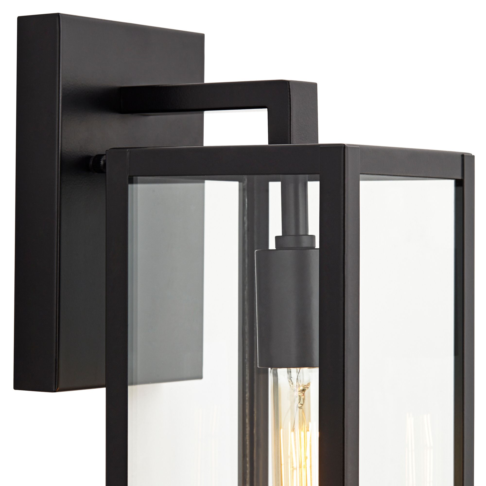 Image 6 Franklin Iron Works Titan 14 1/4" Clear Glass/Black Outdoor Wall Light more views