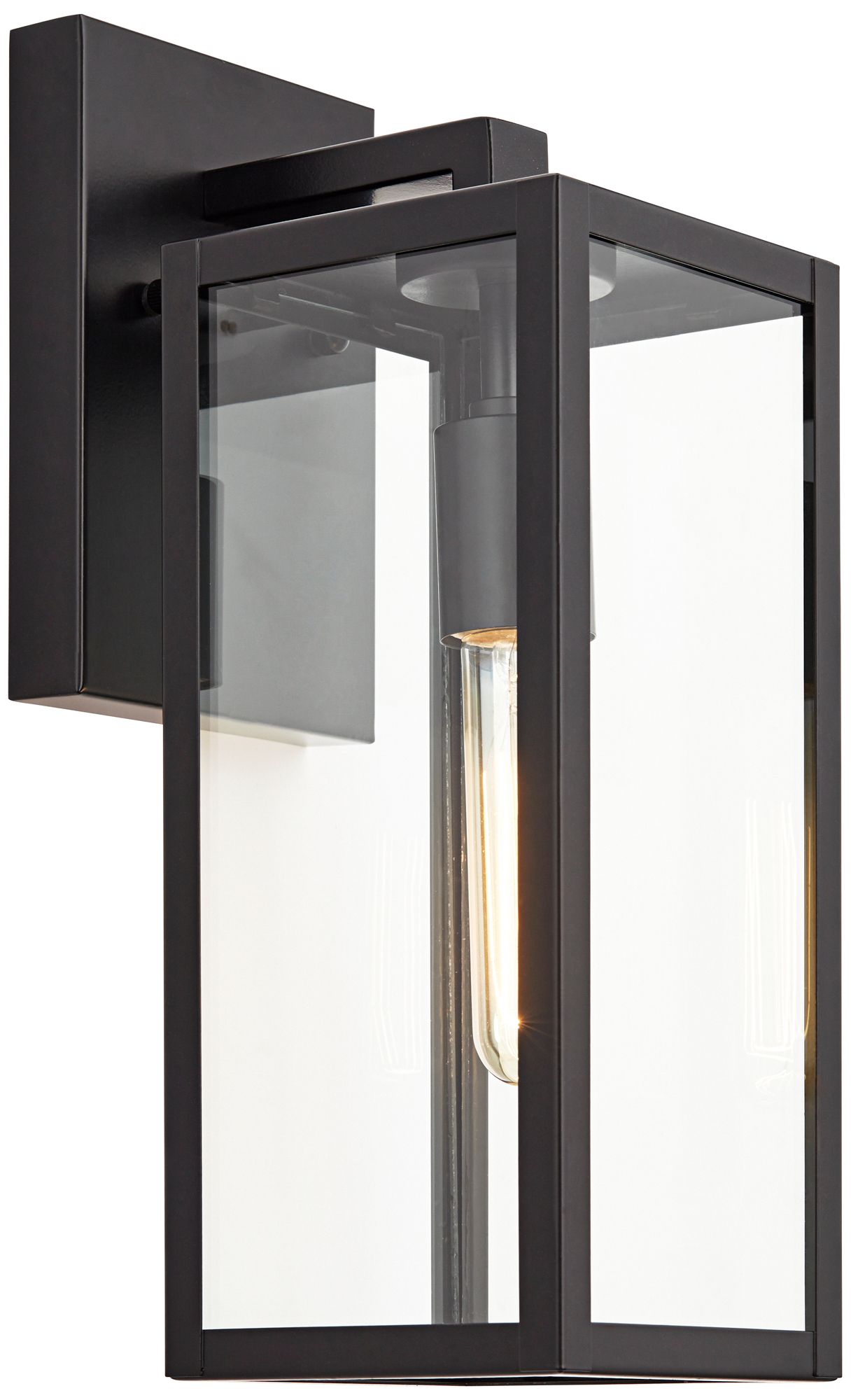 Franklin Iron Works Titan 14 1/4" Clear Glass/Black Outdoor Wall Light in scene