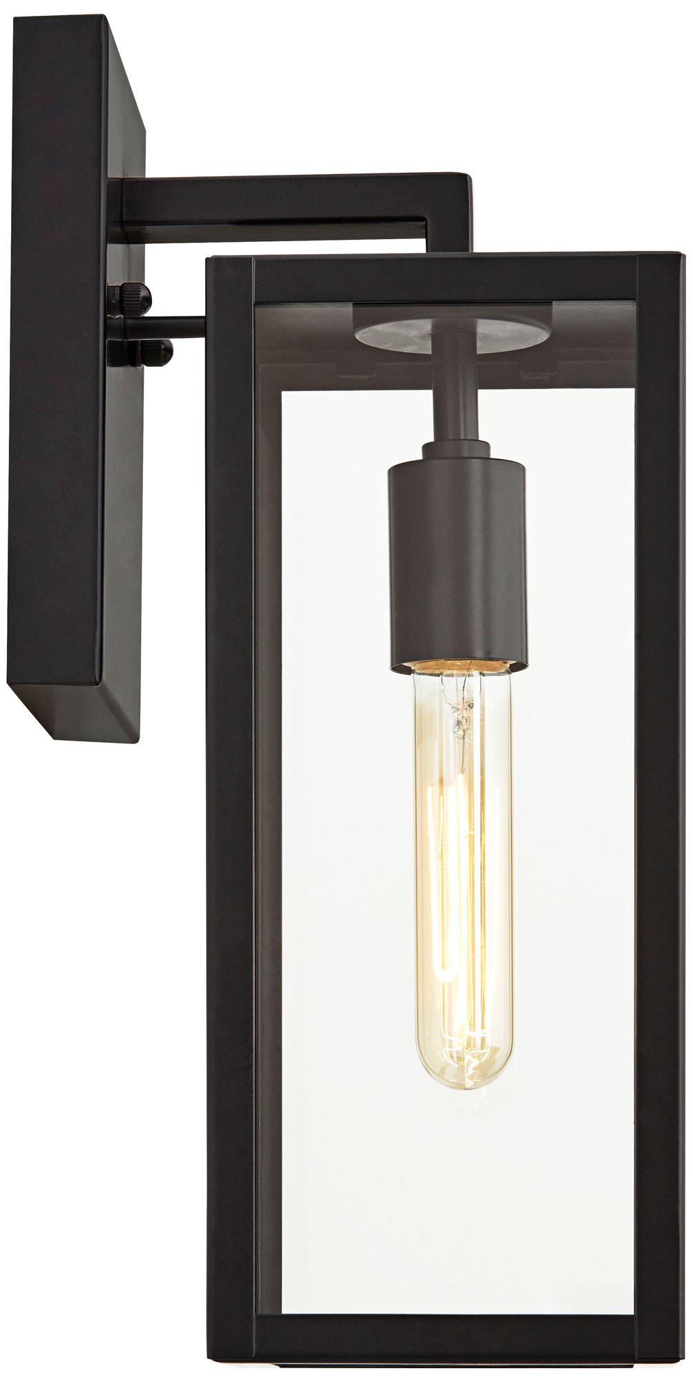 Franklin Iron Works Titan 14 1/4" Clear Glass/Black Outdoor Wall Light in scene