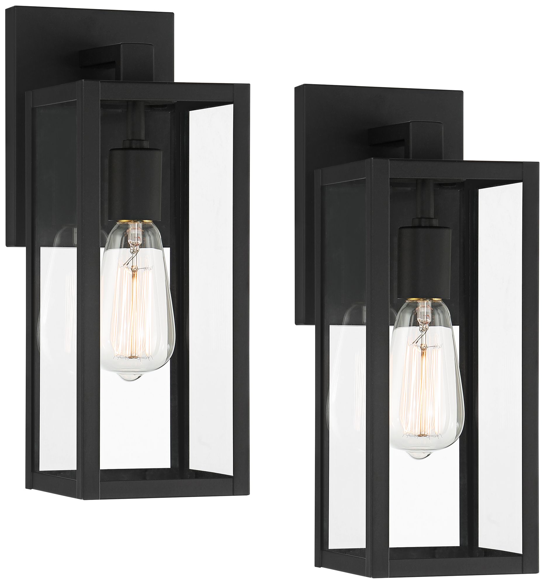 Franklin Iron Works Titan 14 1/4" Mystic Black Outdoor Lights Set of 2