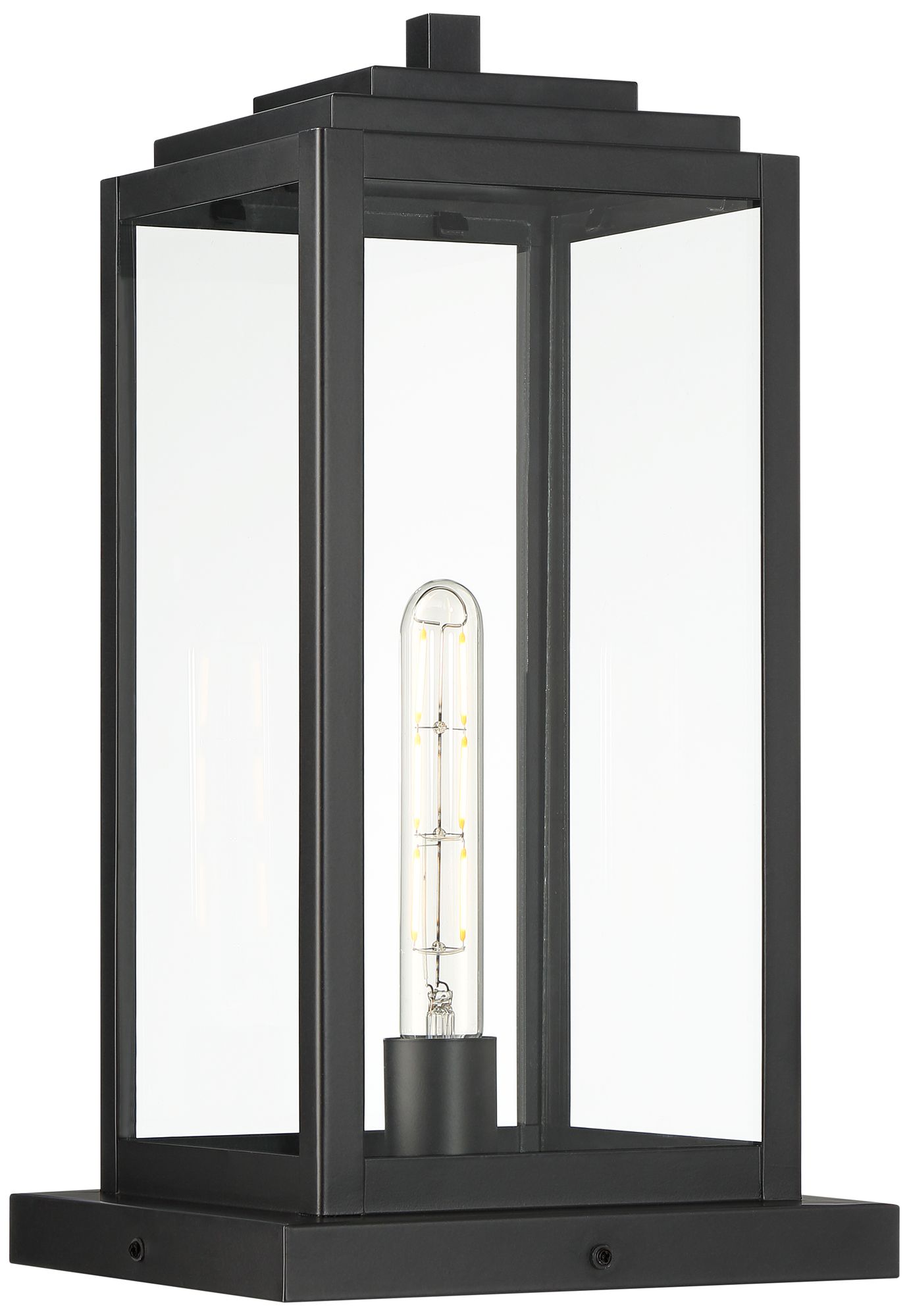 Franklin Iron Works Titan 17" Matte Black Clear Glass Outdoor Pier Lt