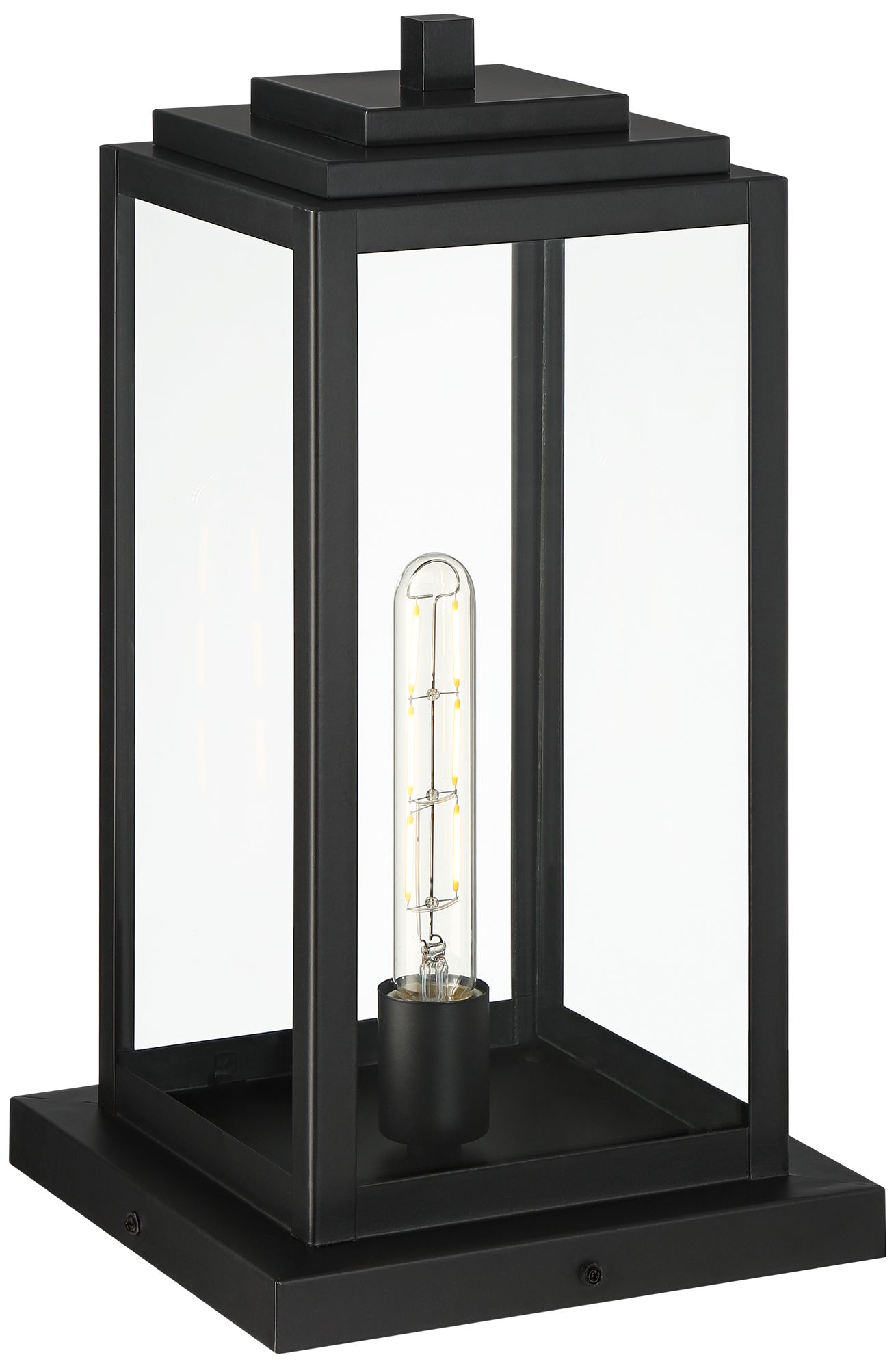 Image 5 Franklin Iron Works Titan 17" Matte Black Clear Glass Outdoor Pier Lt more views