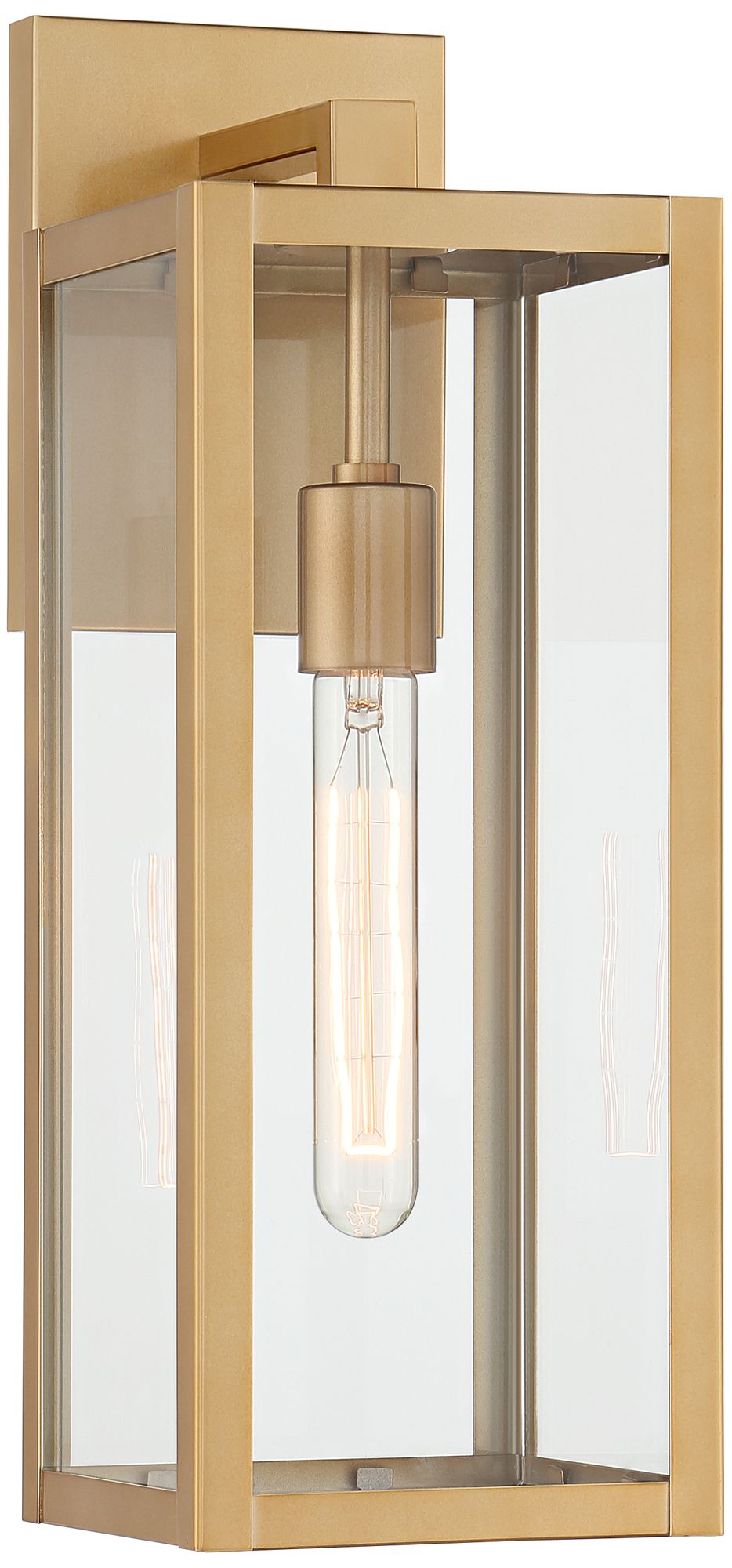 Image 3 Franklin Iron Works Titan 17" Soft Gold Clear Glass Outdoor Wall Light