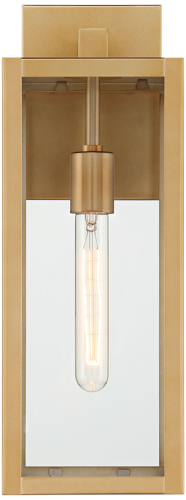 Image 5 Franklin Iron Works Titan 17" Soft Gold Clear Glass Outdoor Wall Light more views