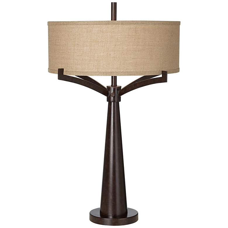 Image 3 Franklin Iron Works Tremont 31.5 inch Industrial Bronze 2-Light Table Lamp
