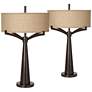 Franklin Iron Works Tremont 31 1/2" Bronze Iron Table Lamps Set of 2 in scene