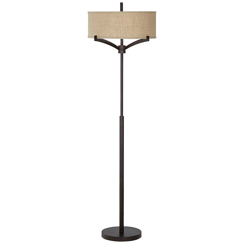 Image 3 Franklin Iron Works Tremont 62" 2-Light Floor Lamp with Burlap Shade