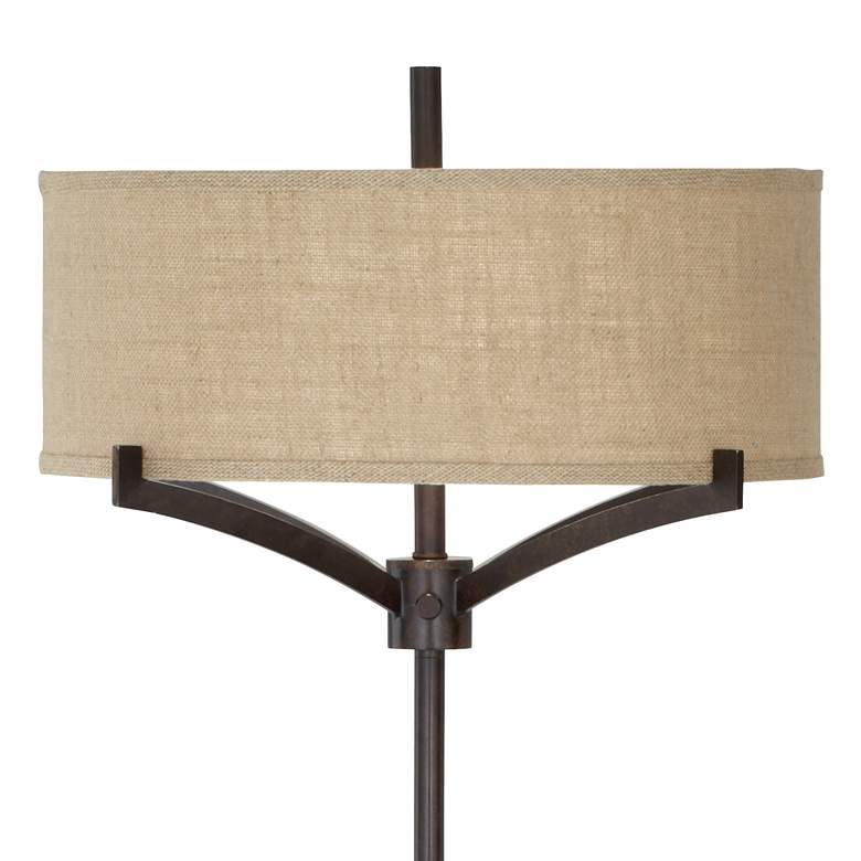 Image 5 Franklin Iron Works Tremont 62" 2-Light Floor Lamp with Burlap Shade more views
