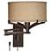 Franklin Iron Works Tremont Bronze and Burlap Plug-In Swing Arm Wall Lamp