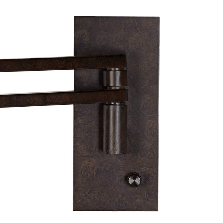 Image 4 Franklin Iron Works Tremont Bronze and Burlap Plug-In Swing Arm Wall Lamp more views