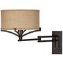 Franklin Iron Works Tremont Bronze and Burlap Plug-In Swing Arm Wall Lamp